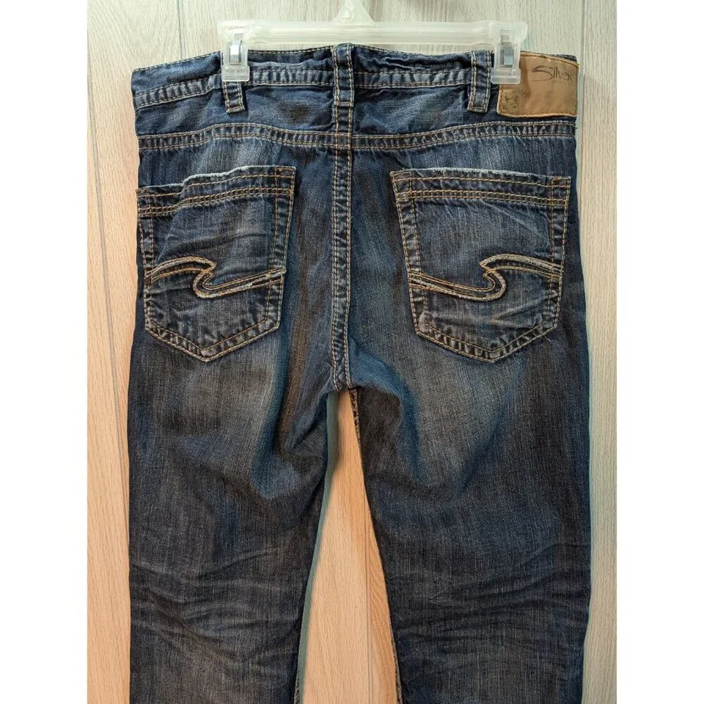 Silver Jeans Men 32x30 Craig Bootcut Blue Medium Wash Thick Stitch Grunge Y2K - Picture 6 of 11